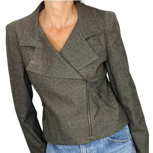 Portfolio Louben brown cropped boxy moto style jacket blazer 4